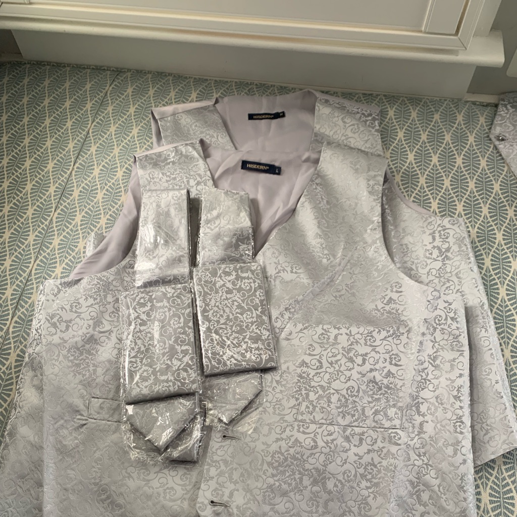 Mens Vest Tie And Pocket Handkerchief Combo New
